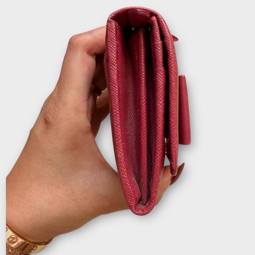 Prada Fuchsia Saffiano Leather Bow Continental Wallet - Picture 10 of 16